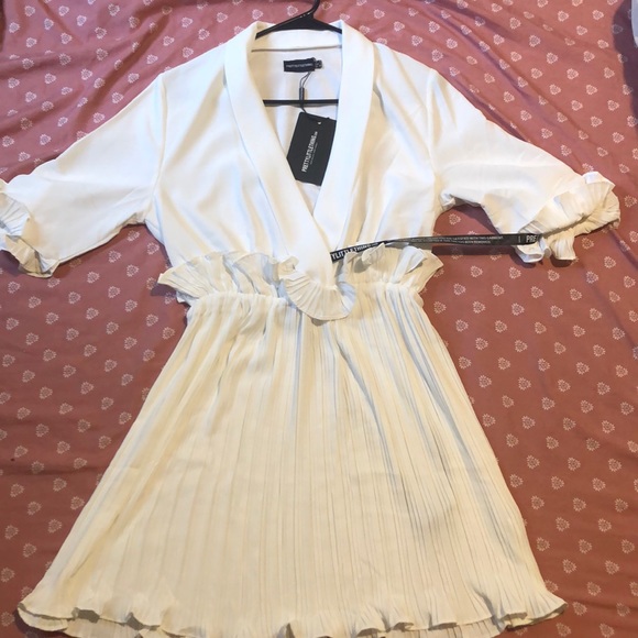 frill detail pleated skater dress